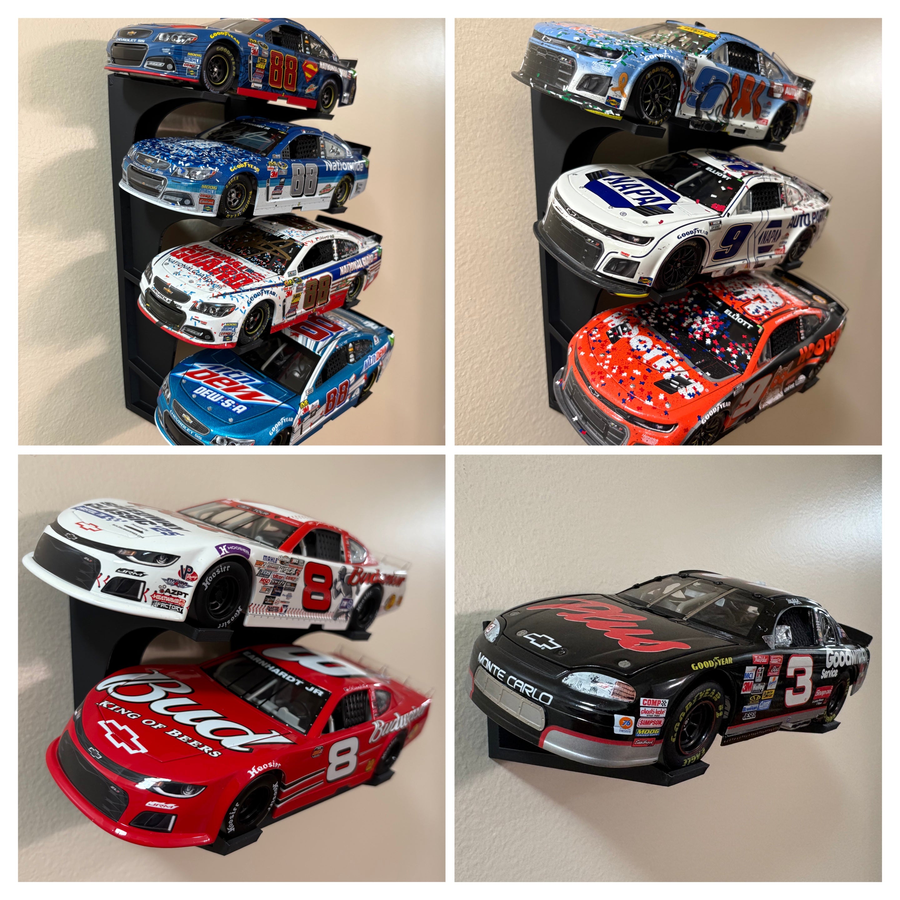 Wall Mounted Side Facing 1/24 NASCAR Diecast Stand/Display