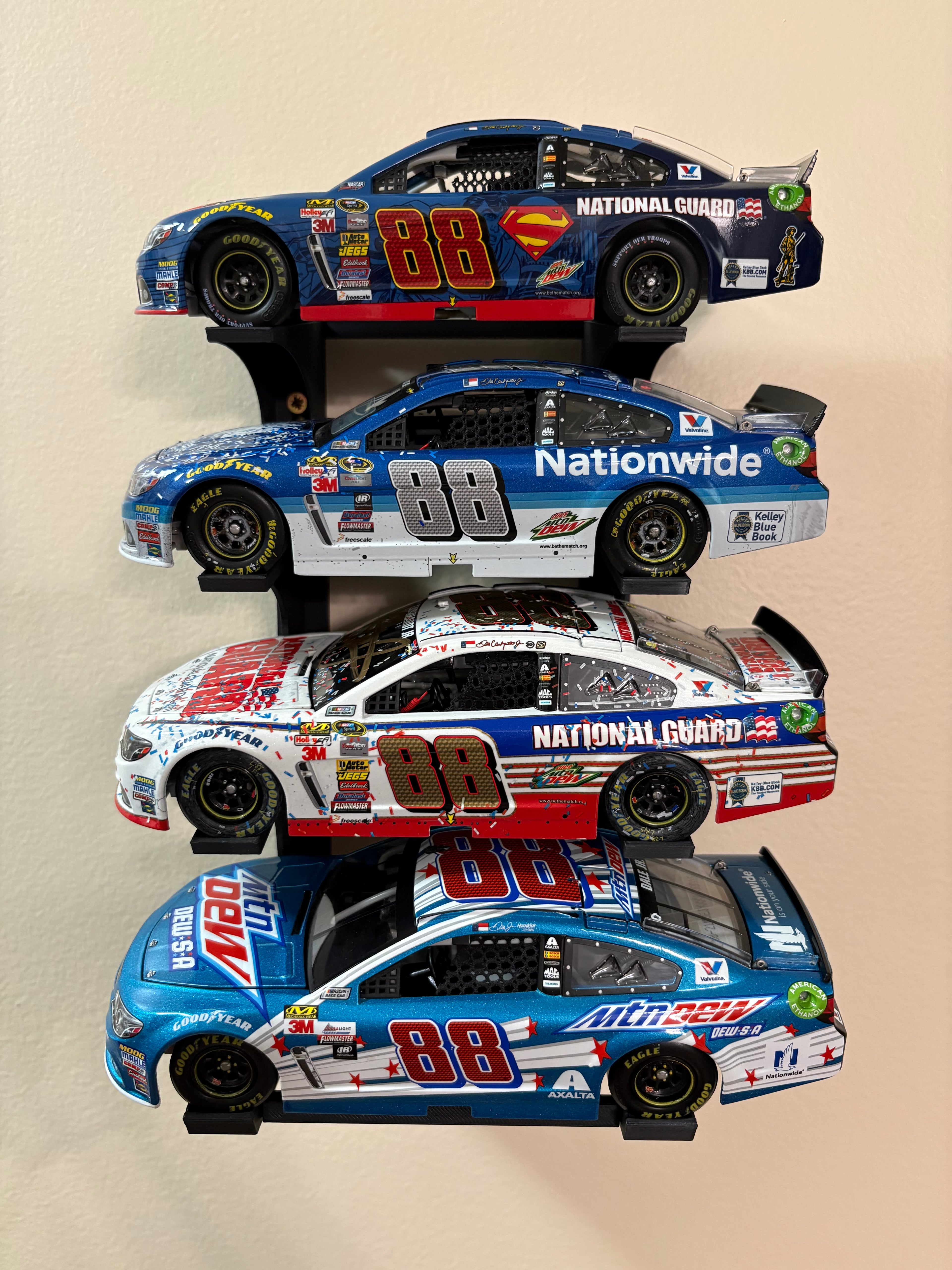 Wall Mounted Side Facing 1/24 NASCAR Diecast Stand/Display